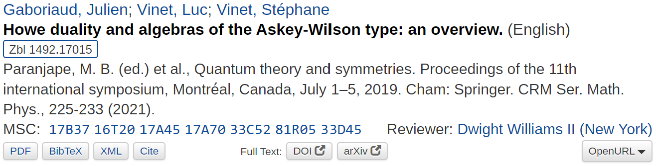 Article Review 2022#2: Howe duality and algebras of the Askey-Wilson type: an overview