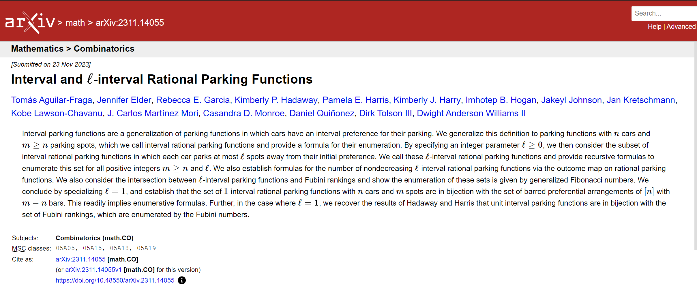 Preprint 2023#1 (#4): Interval and ℓ-interval parking functions