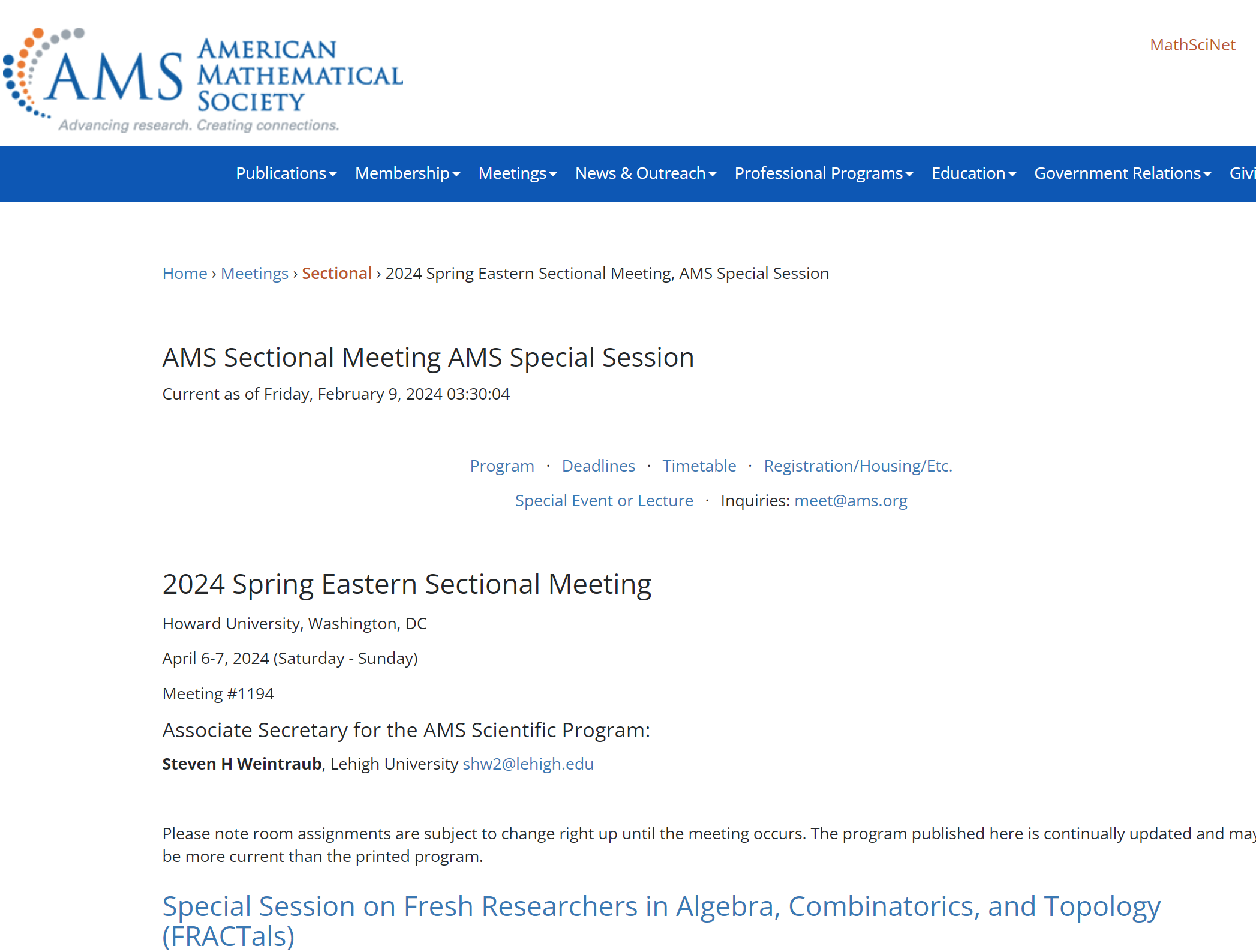 AMS 2024 Spring Eastern Sectional Meeting